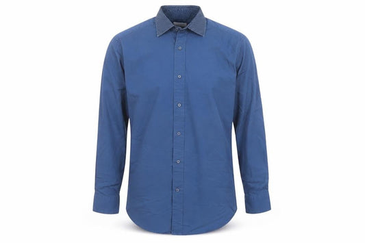Next Mens Blue Cotton Button-Up Size 15.5 Collared Button