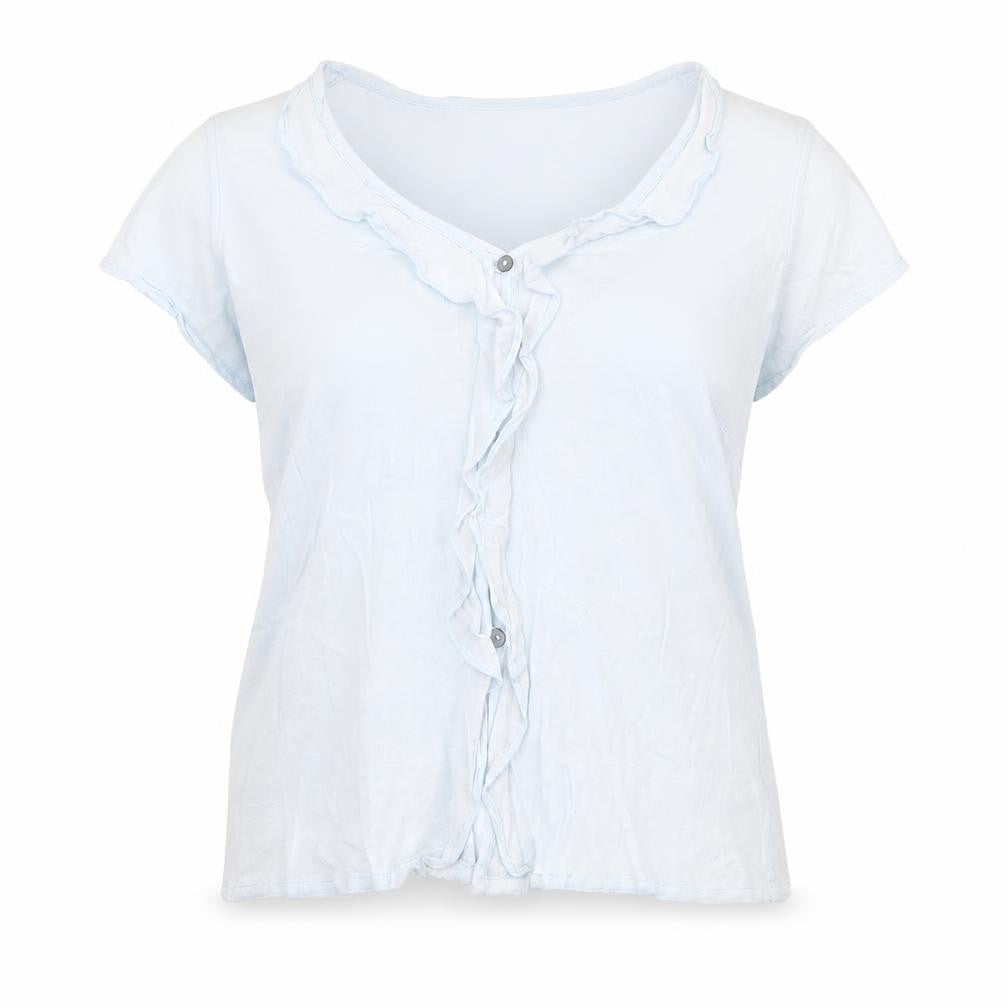 Marks & Spencer Womens Blue Paisley Viscose Basic Button-Up Size 16 V-Neck