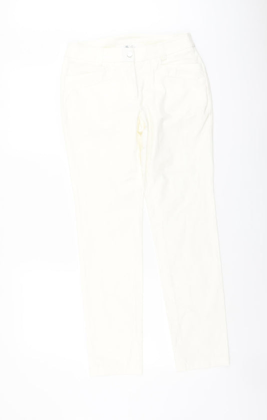 Descente Womens Ivory Cotton Straight Jeans Size 6 L29 in Regular Button