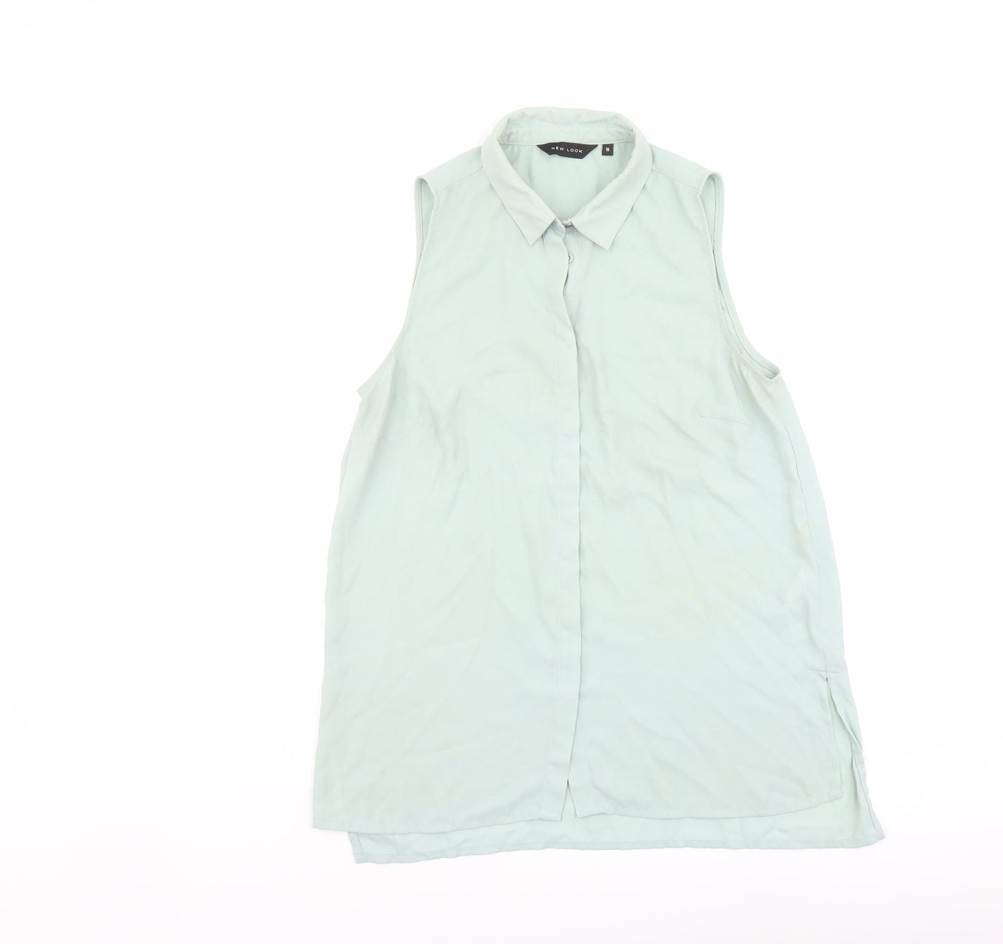 New Look Womens Green Polyester Basic Button-Up Size 10 Collared