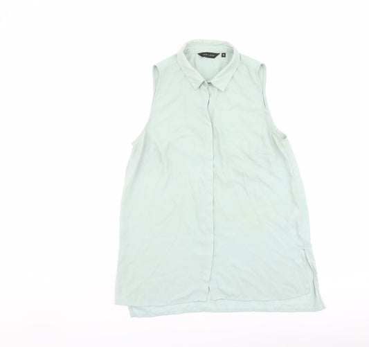 New Look Womens Green Polyester Basic Button-Up Size 10 Collared
