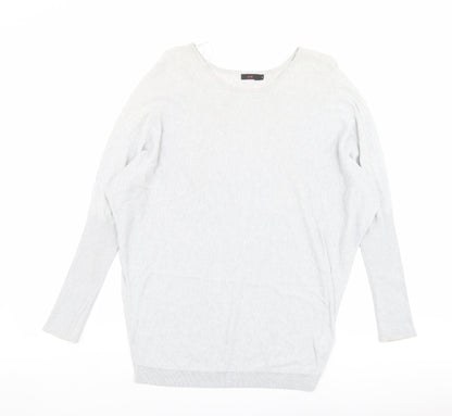 Lux Womens Grey Round Neck Cotton Pullover Jumper Size S