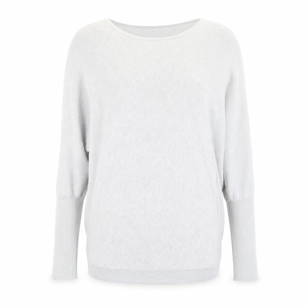 Lux Womens Grey Round Neck Cotton Pullover Jumper Size S