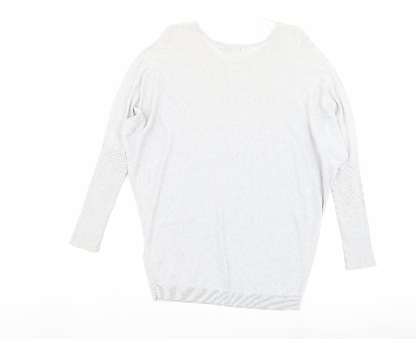 Lux Womens Grey Round Neck Cotton Pullover Jumper Size S