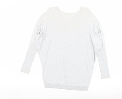 Lux Womens Grey Round Neck Cotton Pullover Jumper Size S