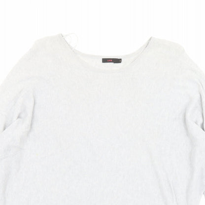 Lux Womens Grey Round Neck Cotton Pullover Jumper Size S