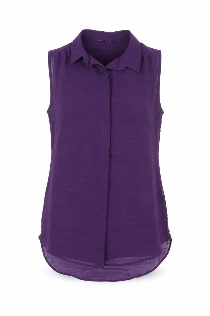 K&D Womens Purple Polyester Basic Button-Up Size 12 Collared
