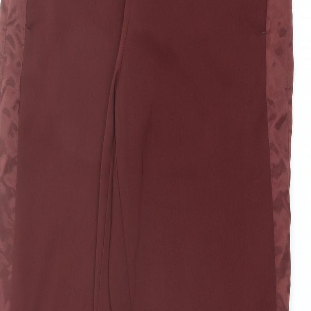 H&M Womens Red Polyester Trousers Size 10 L29 in Regular Drawstring - Taped Side