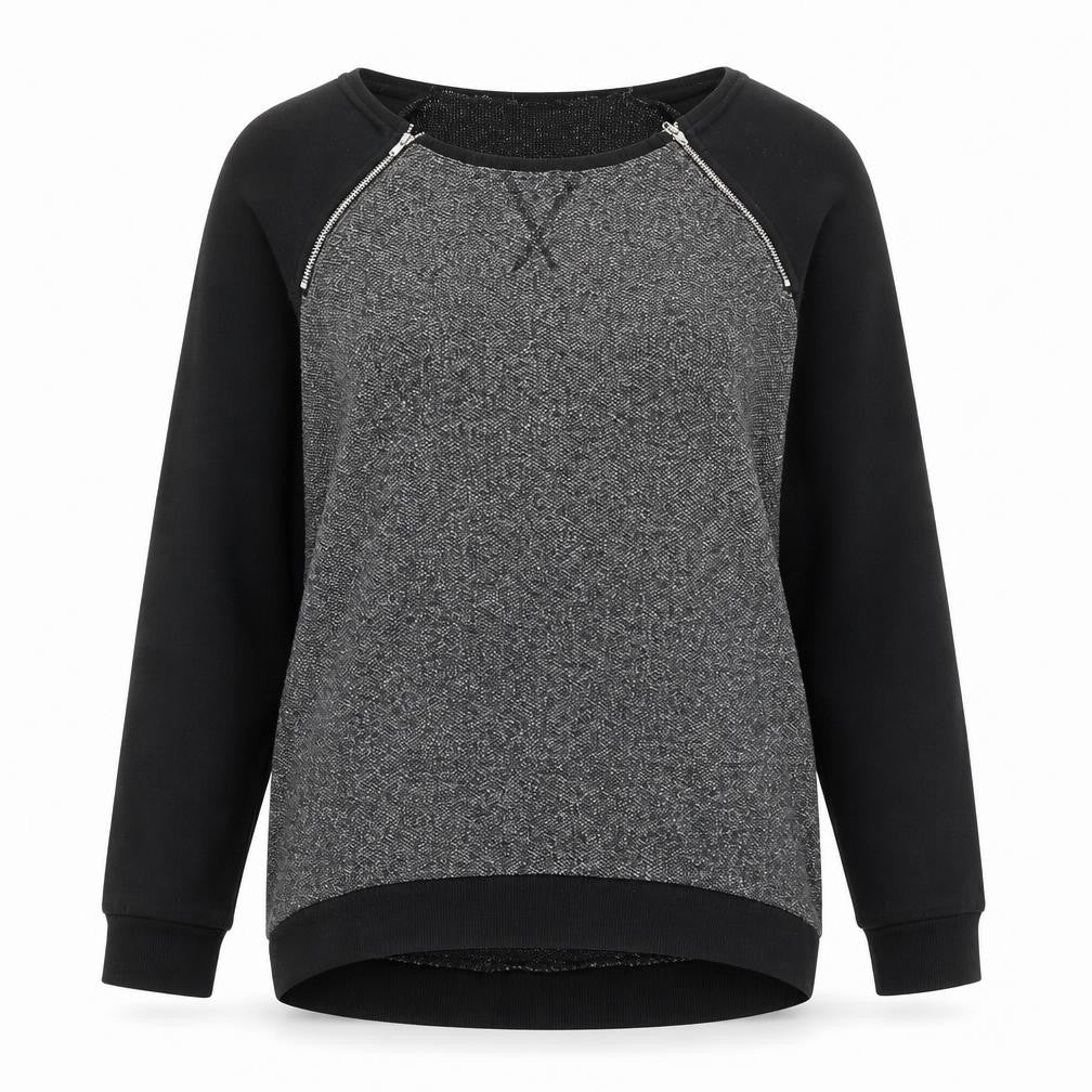 New Look Womens Black Colourblock Polyester Pullover Sweatshirt Size 10 Pullover - Zip detail