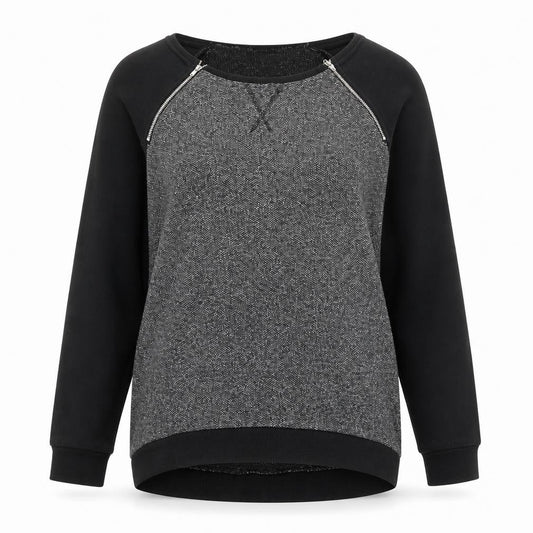 New Look Womens Black Colourblock Polyester Pullover Sweatshirt Size 10 Pullover - Zip detail
