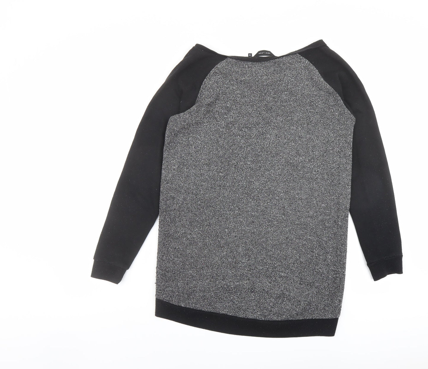 New Look Womens Black Colourblock Polyester Pullover Sweatshirt Size 10 Pullover - Zip detail