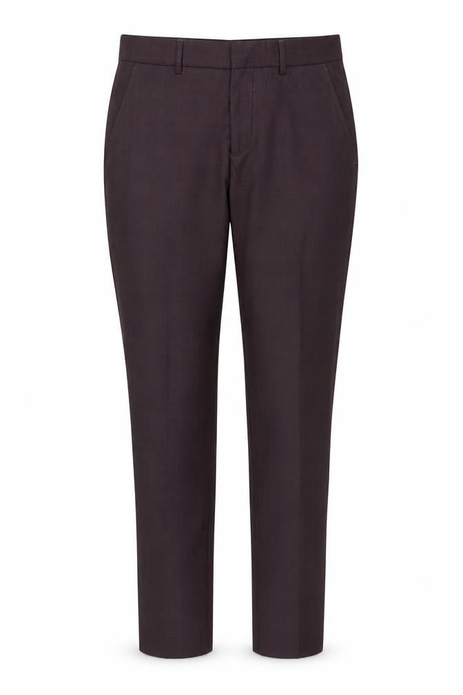 Selected Womens Red Check Polyester Dress Pants Trousers Size 10 L31 in Regular Button