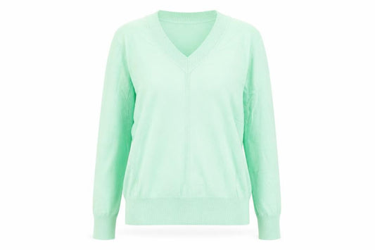 Marks & Spencer Womens Green V-Neck Cotton Pullover Jumper Size XS