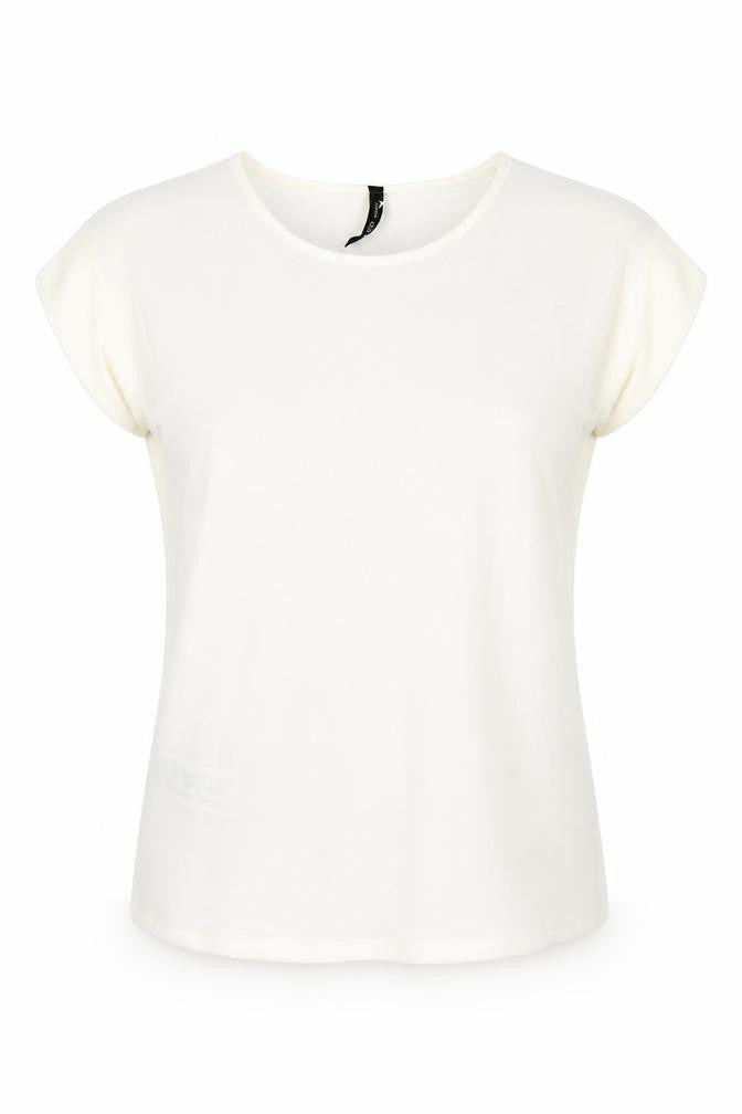 Mango Womens Ivory Polyester Basic T-Shirt Size XS Round Neck