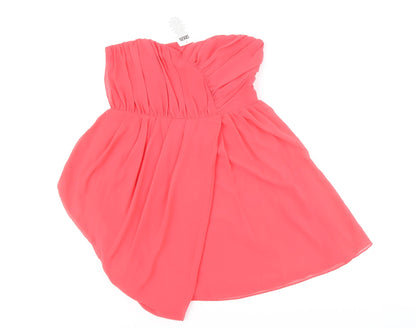 Additional front view of ASOS women’s red polyester fit & flare, size UK 12, sweetheart zip