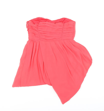Back view of ASOS women’s red polyester fit & flare, size UK 12, sweetheart zip