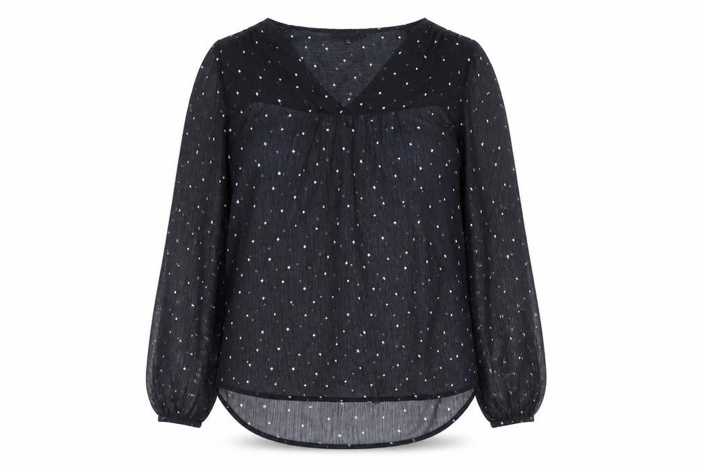 Maisons du Monde Womens Black Geometric Polyester Basic Blouse Size 14 V-Neck - Star Print