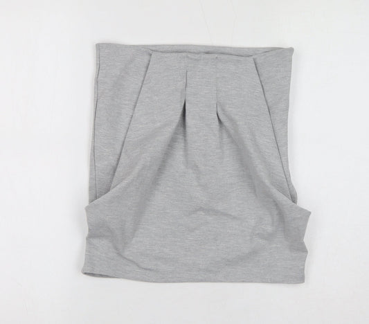 VILA Womens Grey Polyester A-Line Skirt Size S Zip