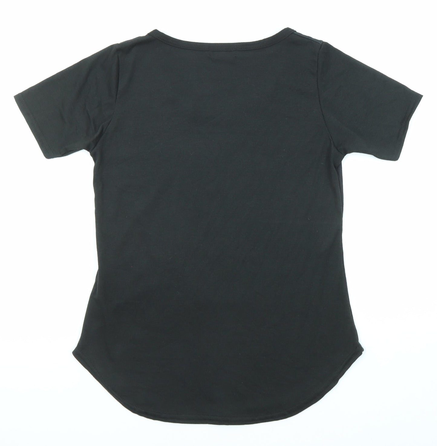 Sweet Gisele Womens Black Polyester Basic T-Shirt Size S Round Neck - Philly