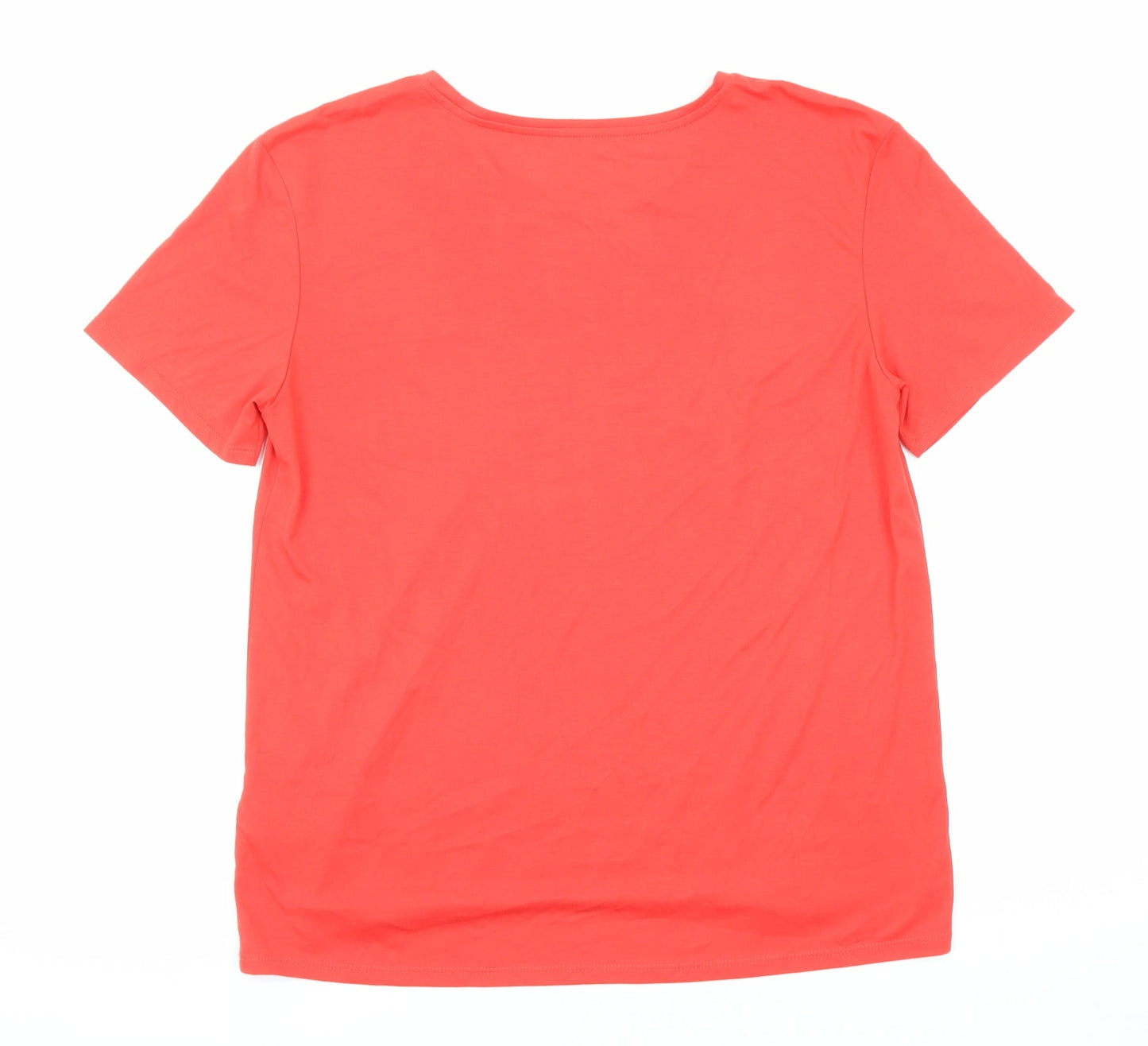 Marks and Spencer Womens Red Polyester Basic T-Shirt Size 10 Round Neck