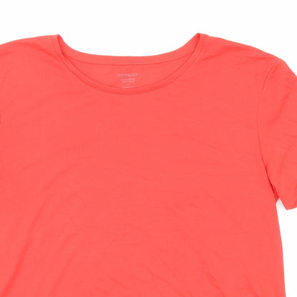 Marks & Spencer Womens Red Polyester Basic T-Shirt Size 10 Round Neck