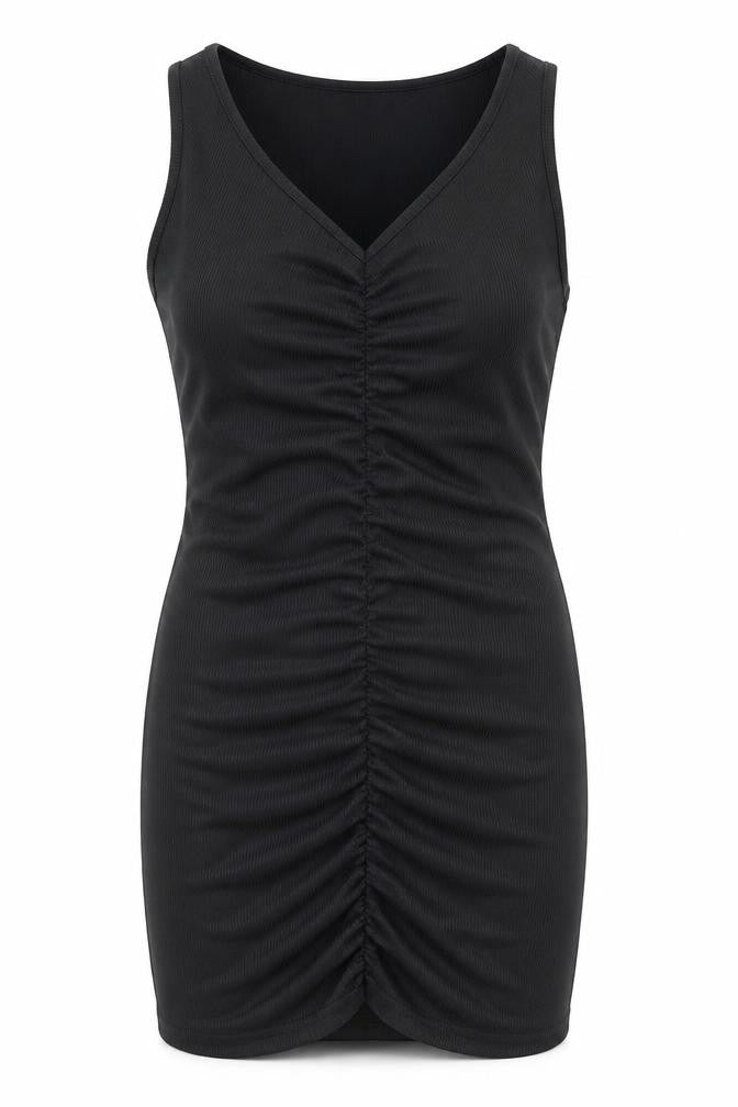 PRETTYLITTLETHING Womens Black Polyester Bodycon Size 6 V-Neck Pullover