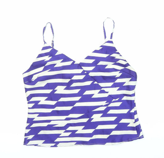 River Island Womens Purple Geometric Polyester Camisole Tank Size 12 V-Neck
