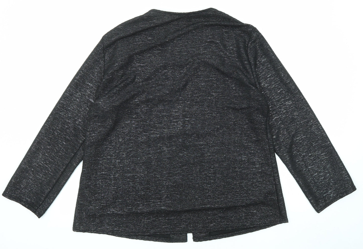 BASSINI Womens Black Polyester Basic Blouse Size 22 Scoop Neck - Two in One Metallic