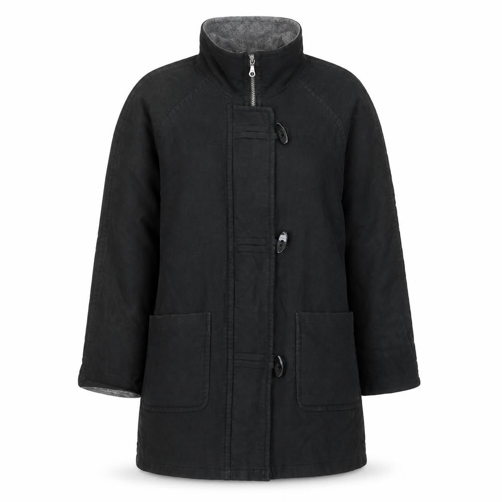 Marks & Spencer Womens Black Overcoat Coat Size 10 Zip
