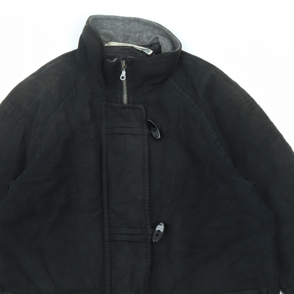 Marks & Spencer Womens Black Overcoat Coat Size 10 Zip
