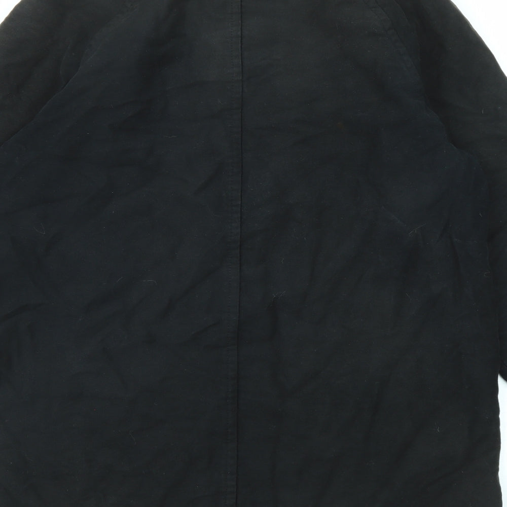 Marks & Spencer Womens Black Overcoat Coat Size 10 Zip