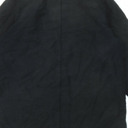 Marks & Spencer Womens Black Overcoat Coat Size 10 Zip