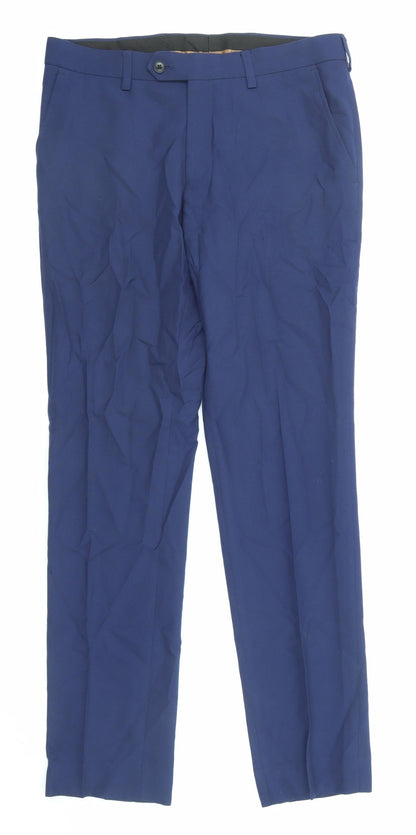 Marks & Spencer Mens Blue Polyester Trousers Size 30 in L31 in Regular Zip