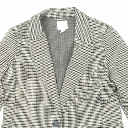 H&M Womens Multicoloured Geometric Jacket Blazer Size 10 Button