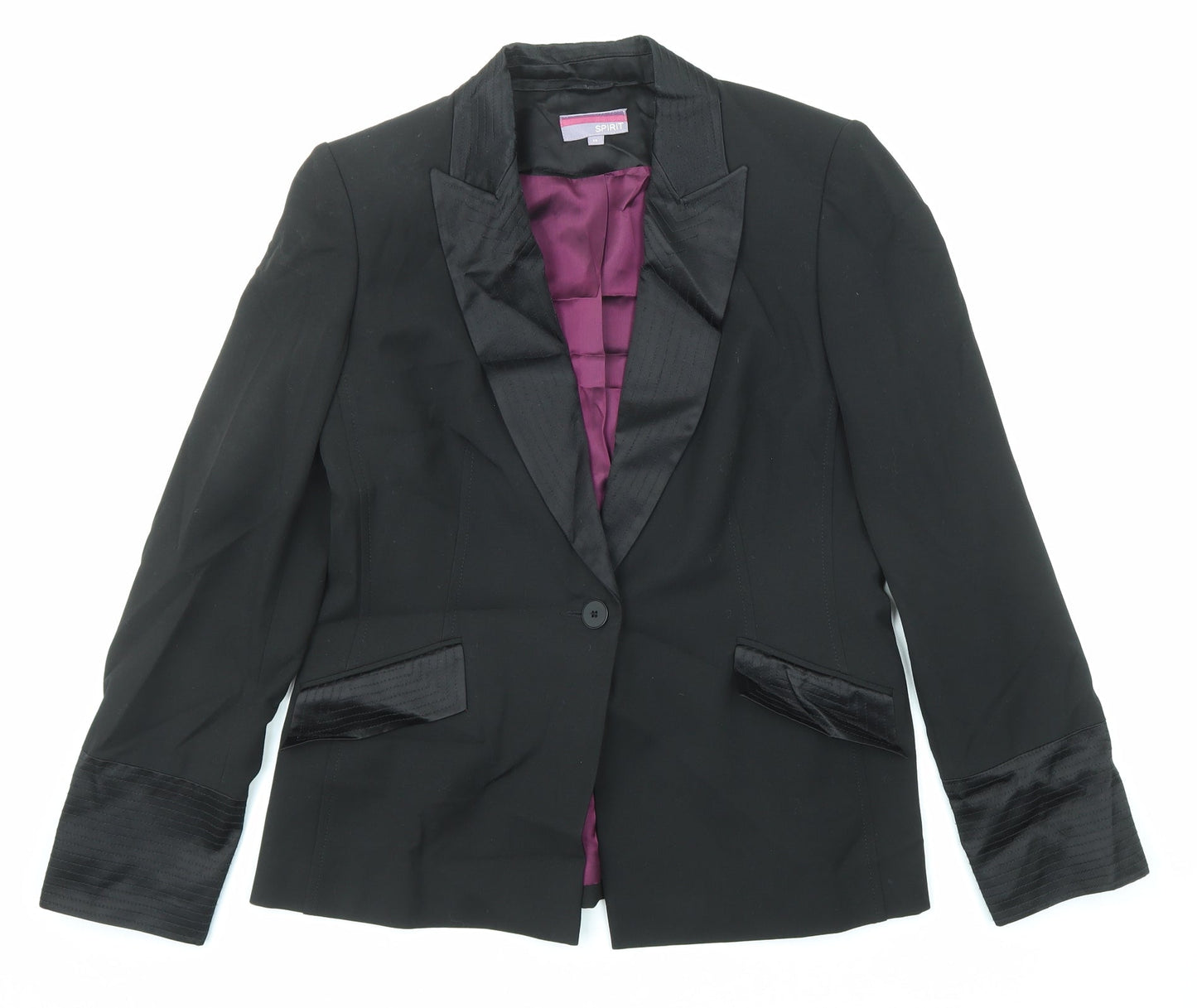 Spirit Womens Black Jacket Blazer Size 14 Button