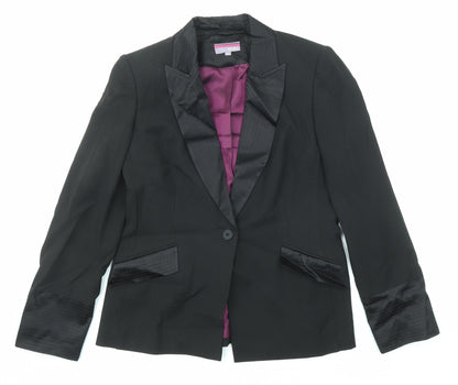 Spirit Womens Black Jacket Blazer Size 14 Button