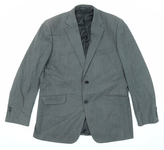 Terry de Havilland Mens Grey Polyester Jacket Suit Jacket Size 42 Regular