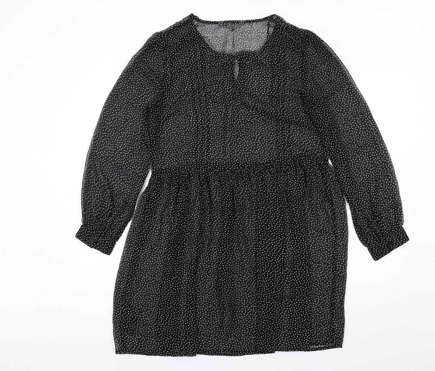 Red Herring Womens Black Polka Dot Polyester A-Line Size 10 Round Neck Pullover