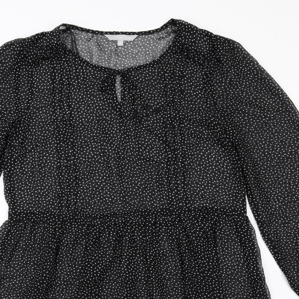 Red Herring Womens Black Polka Dot Polyester A-Line Size 10 Round Neck Pullover