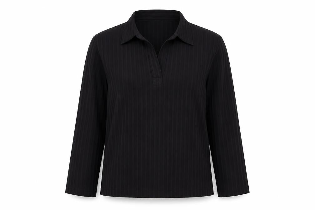 NEXT Womens Black Striped Polyester Basic Blouse Size 10 Collared