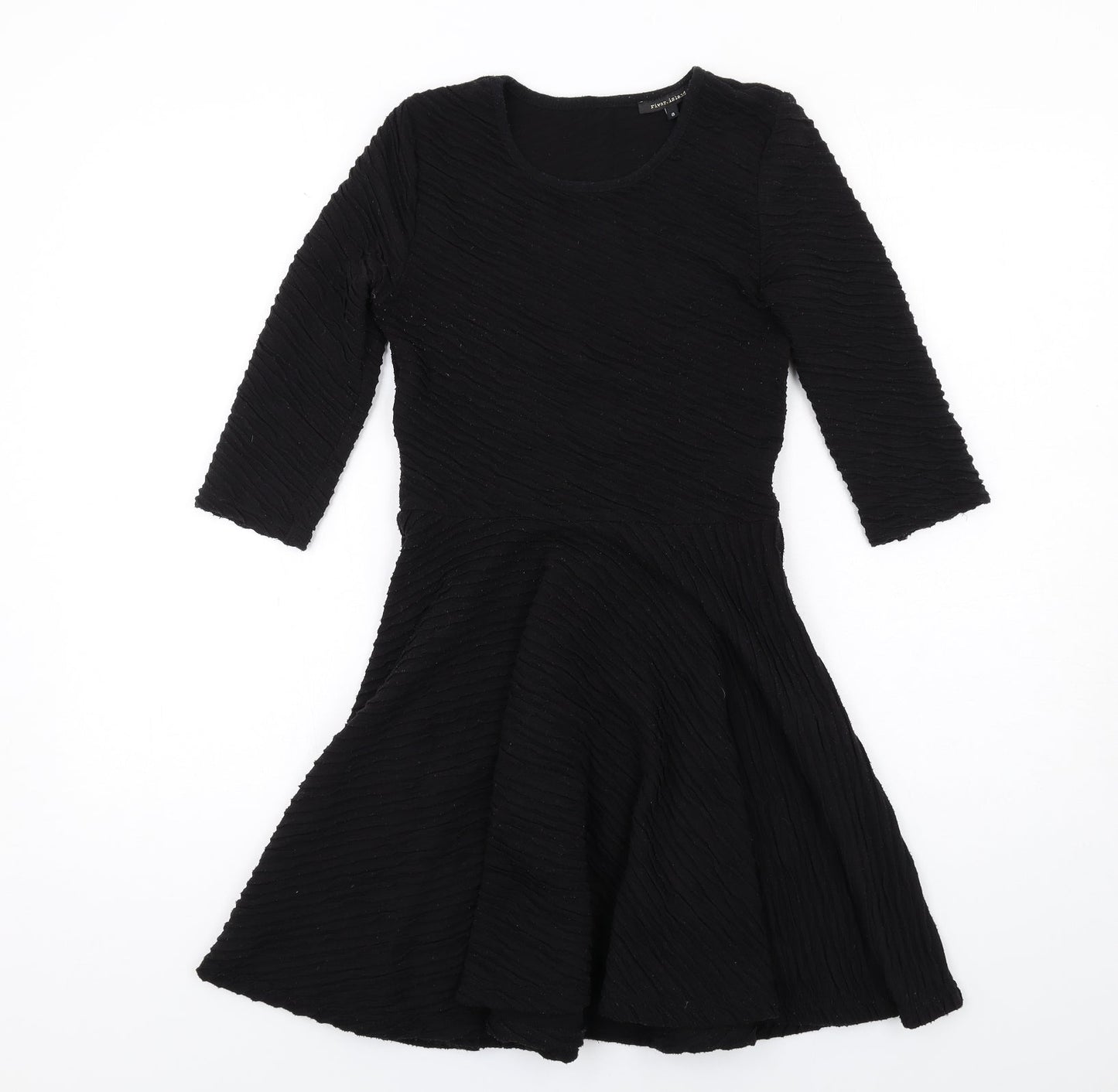 River Island Womens Black Polyester A-Line Size 8 Round Neck Zip