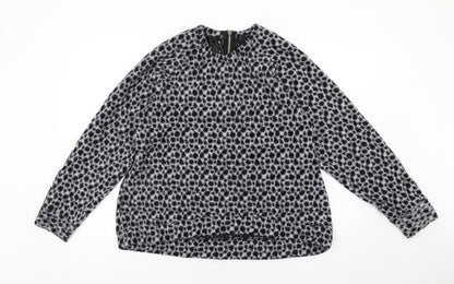 Religion Womens Grey Round Neck Geometric Polyester Pullover Jumper Size 14