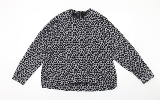 Religion Womens Grey Round Neck Geometric Polyester Pullover Jumper Size 14