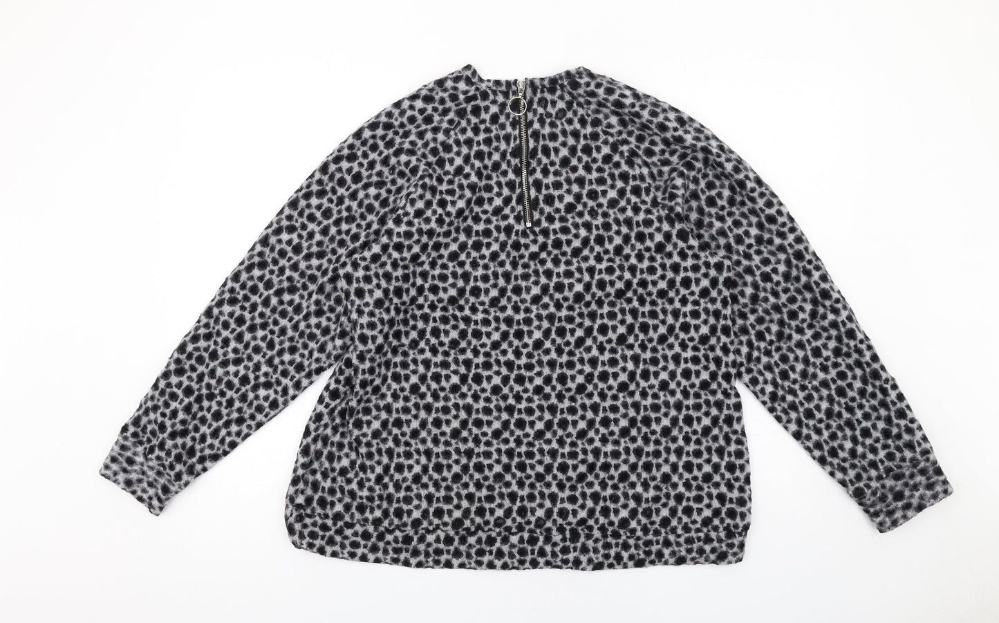 Religion Womens Grey Round Neck Geometric Polyester Pullover Jumper Size 14