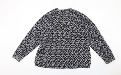 Religion Womens Grey Round Neck Geometric Polyester Pullover Jumper Size 14
