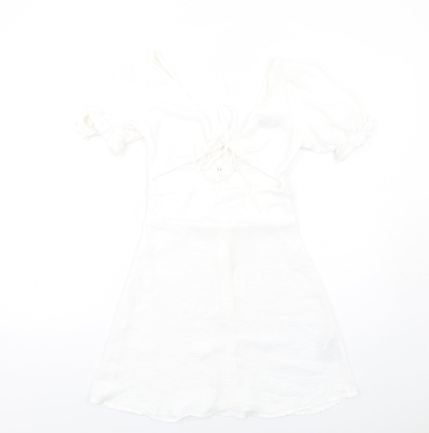 ASOS Womens White Polyester A-Line Size 8 V-Neck Zip