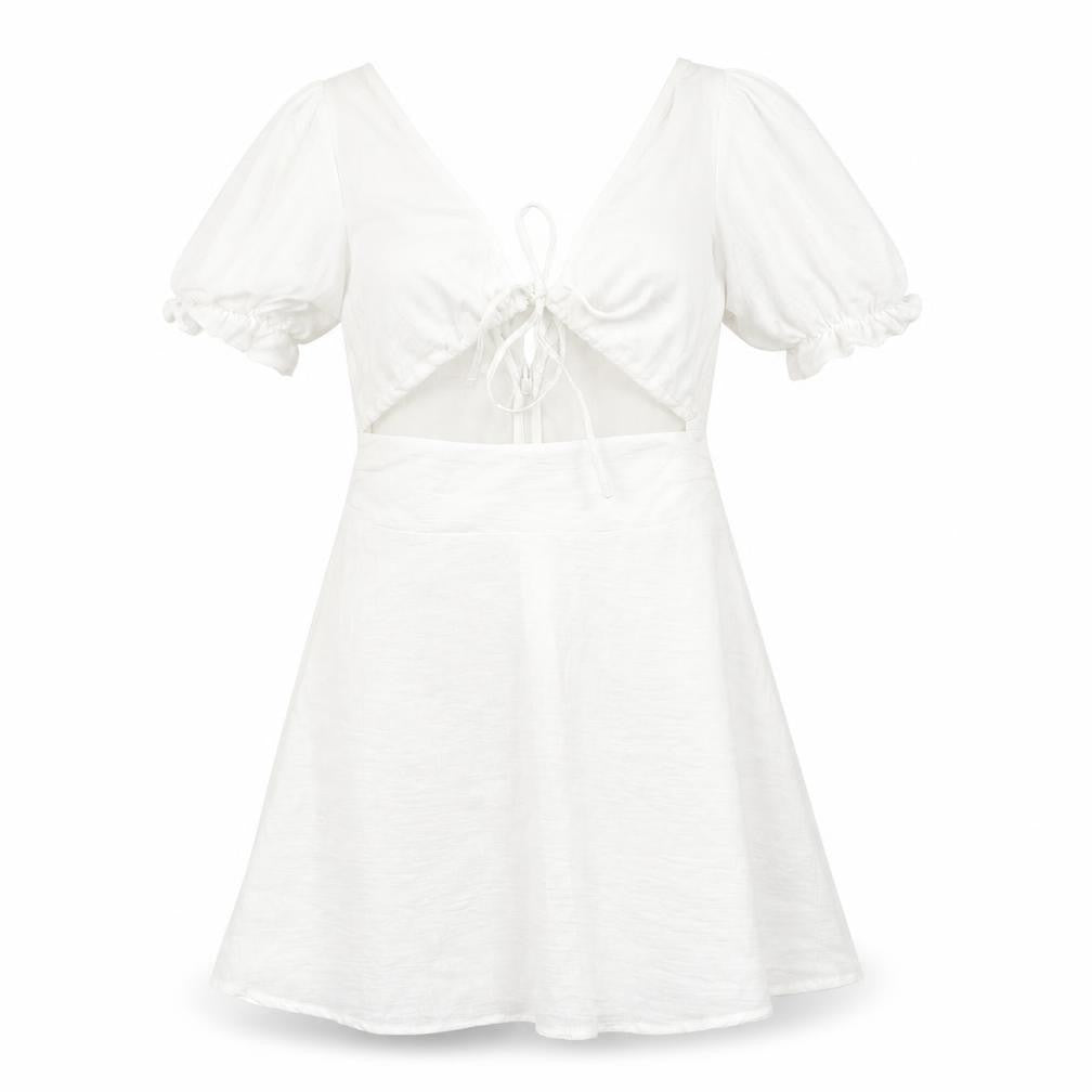ASOS Womens White Polyester A-Line Size 8 V-Neck Zip