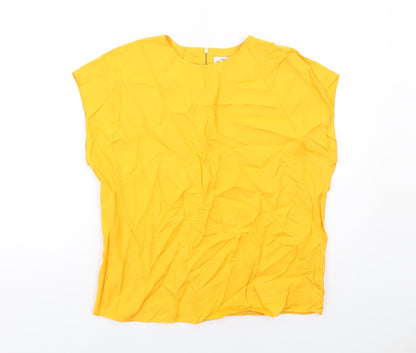 & Other Stories Womens Orange Viscose Basic Blouse Size 8 Round Neck