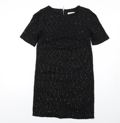 Oasis Womens Black Polyester A-Line Size XS Round Neck Zip