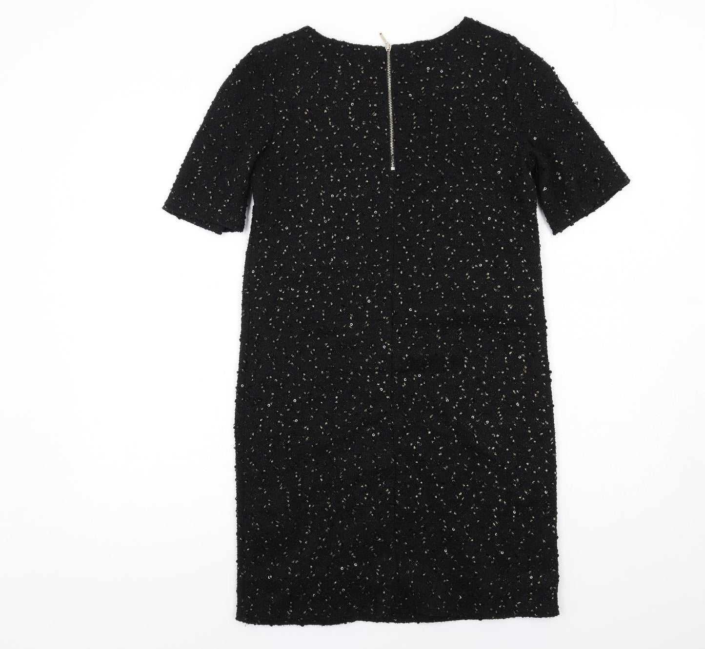 Oasis Womens Black Polyester A-Line Size XS Round Neck Zip